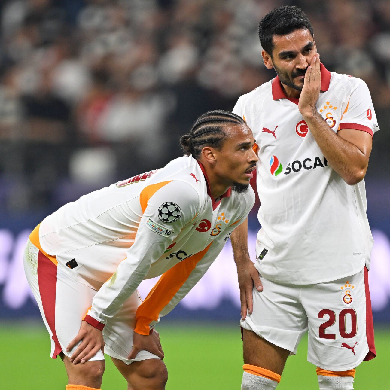 frankfurt-deutsche-bank-park-180925-1066606122 Frankfurt, Deutsche Bank Park, 18.09.25, GER, Herren, UEFA Champions Leaugue, Saison 2025-2026, Eintracht Frankfurt - Galatasaray Istanbul Bild: v.li. Leroy SANE (Galatasaray) und Ilkay GUENDOGAN (Galatasaray) UEFA regulations prohibit any use of photographs as image sequences and or quasi-video. Hessen Deutschland *** Frankfurt, Deutsche Bank Park, 18 09 25, GER, Herren, UEFA Champions Leaugue, Saison 2025 2026, Eintracht Frankfurt Galatasaray Istanbul Bild v li Leroy SANE Galatasaray und Ilkay GUENDOGAN Galatasaray UEFA regulations prohibit any use of photographs as image sequences and or quasi video Hessen Germany