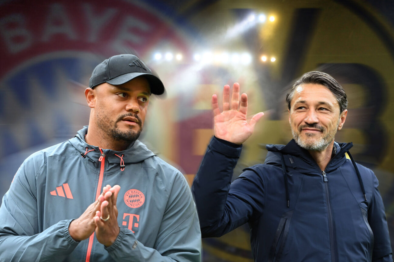 Vorschau FC Bayern Muenchen – Borussia Dortmund ACHTUNG FOTOMONTAGE: Vorschau FC Bayern Muenchen - Borussia Dortmund. Trainer Vincent KOMPANY Bayern Muenchen trifft auf Niko KOVAC Trainer Borussia Dortmund. Fussball 1. Bundesliga Saison 2025/2026, 7.Spieltag, Spieltag07 FC Bayern Muenchen - Borssia Dortmund am 18.10.2025 , A L L I A N Z A R E N A. *** ATTENTION PHOTO MONDAYS Preview FC Bayern Muenchen Borussia Dortmund Coach Vincent KOMPANY Bayern Muenchen meets Niko KOVAC Coach Borussia Dortmund Football 1 Bundesliga Season 2025 2026, Matchday 7, Matchday07 FC Bayern Muenchen Borssia Dortmund on 18 10 2025 , A L L I A N Z A R E N A