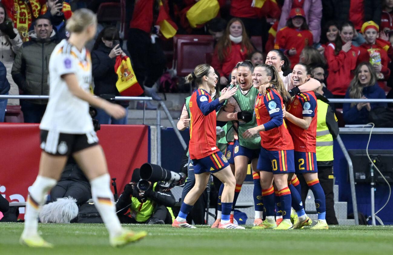Spain v Germany – UEFA Women’s Nations League 2025 Final Second Leg Spain v Germany - UEFA Women s Nations League 2025 Final Second Leg MADRID, SPAIN - DECEMBER 02: Claudia Pina 2nd R of Spain celebrates with her teammates after scoring a goal during the UEFA Women s Nations League 2025 final second leg match between Spain and Germany at Estadio Metropolitano on December 02, 2025 in Madrid, Spain. Burak Akbulut / Anadolu Madrid Spain. Editorial use only. Please get in touch for any other usage. PUBLICATIONxNOTxINxTURxUSAxCANxUKxJPNxITAxFRAxAUSxESPxBELxKORxRSAxHKGxNZL Copyright: x2025xAnadoluxBurakxAkbulutx