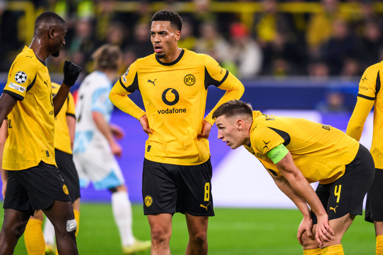 251210 Felix Nmecha and Nico Schlotterbeck of Borussia Dortmund look dejected during the UEFA Champions League football match between Borussia Dortmund and Bodo/Glimt on December 10, 2025 in Dortmund. Photo: Marius Simensen / BILDBYRAN / COP 238 / MM0052 bbeng football fotball fotboll soccer uefa champions league mesterligaen bodo/glimt borussia dortmund depp *** 251210 Felix Nmecha and Nico Schlotterbeck of Borussia Dortmund look dejected during the UEFA Champions League football match between Borussia Dortmund and Bodo Glimt on December 10, 2025 in Dortmund Photo Marius Simensen BILDBYRAN COP 238 MM0052 bbeng football fotball soccer uefa champions league mesterligaen bodo glimt borussia dortmund depp PUBLICATIONxNOTxINxSWExNORxFINxDEN Copyright: MARIUSxSIMENSEN BB251210ZE011
